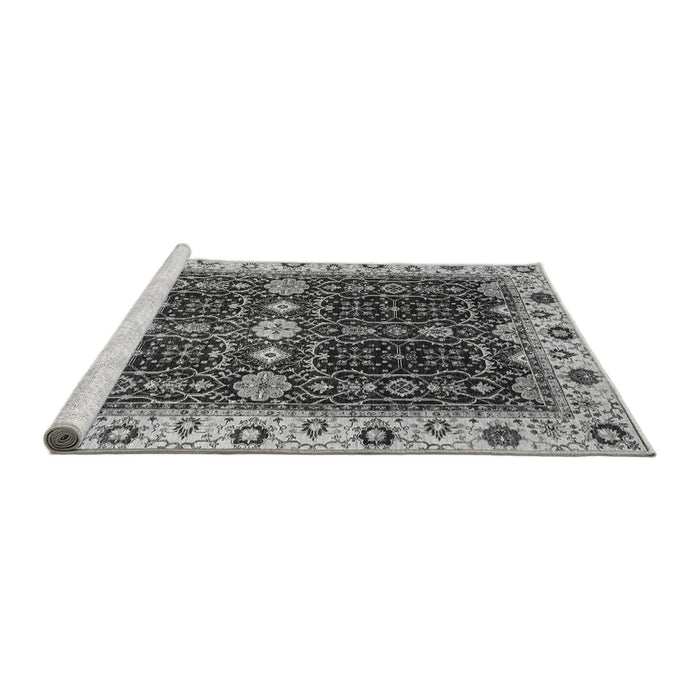 Sideview of Machine Washable Geometric Gray Traditional Rug, wshabs3093gry