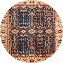 Round Machine Washable Abstract Red Brown Rug, wshabs3093