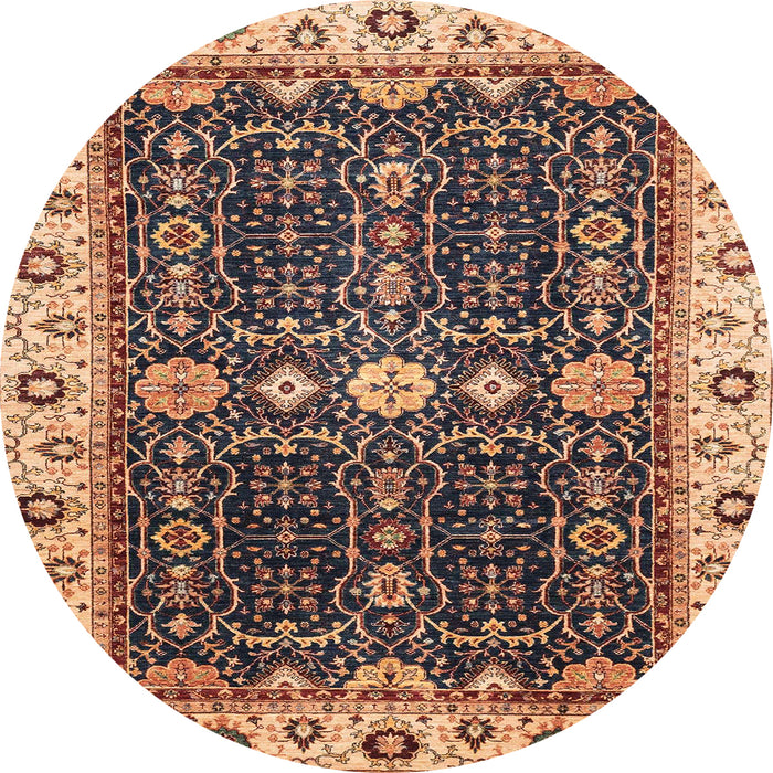 Round Machine Washable Abstract Red Brown Rug, wshabs3093