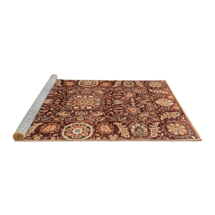 Sideview of Machine Washable Abstract Saffron Red Rug, wshabs3094