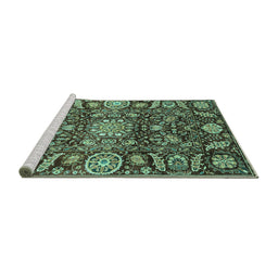 Sideview of Machine Washable Oriental Turquoise Traditional Area Rugs, wshabs3094turq