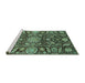 Sideview of Machine Washable Oriental Turquoise Traditional Area Rugs, wshabs3094turq