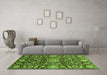 Machine Washable Oriental Green Traditional Area Rugs in a Living Room,, wshabs3094grn