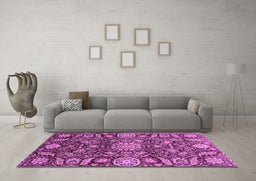 Machine Washable Oriental Purple Traditional Area Rugs in a Living Room, wshabs3094pur