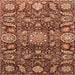 Square Abstract Saffron Red Oriental Rug, abs3094