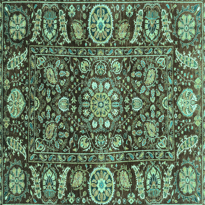 Square Machine Washable Oriental Turquoise Traditional Area Rugs, wshabs3094turq