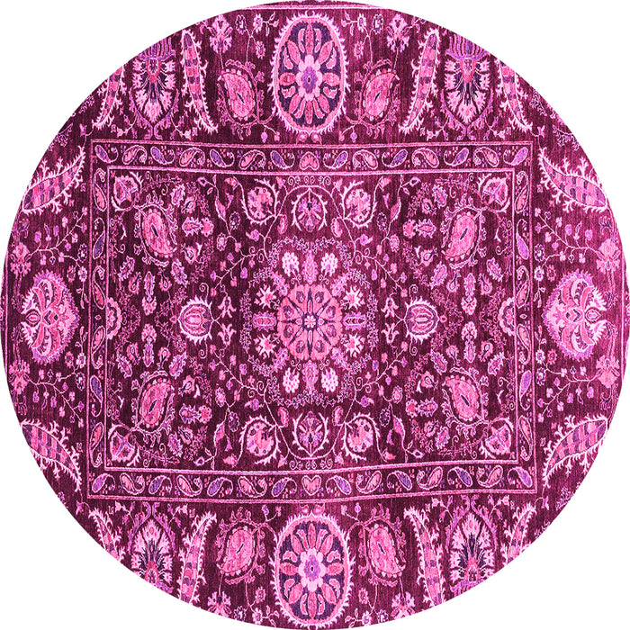 Round Oriental Pink Traditional Rug, abs3094pnk