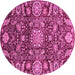 Round Oriental Pink Traditional Rug, abs3094pnk