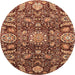 Round Abstract Saffron Red Oriental Rug, abs3094