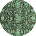 Round Oriental Turquoise Traditional Rug, abs3094turq