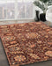 Abstract Saffron Red Oriental Rug in Family Room, abs3094