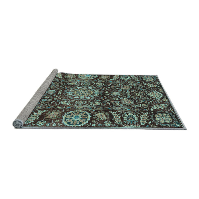 Sideview of Machine Washable Oriental Light Blue Traditional Rug, wshabs3094lblu