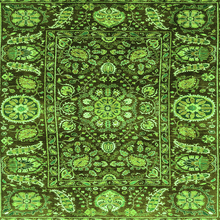 Square Machine Washable Oriental Green Traditional Area Rugs, wshabs3094grn