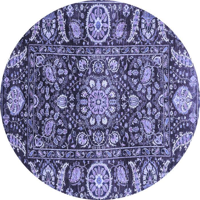 Round Machine Washable Oriental Blue Traditional Rug, wshabs3094blu