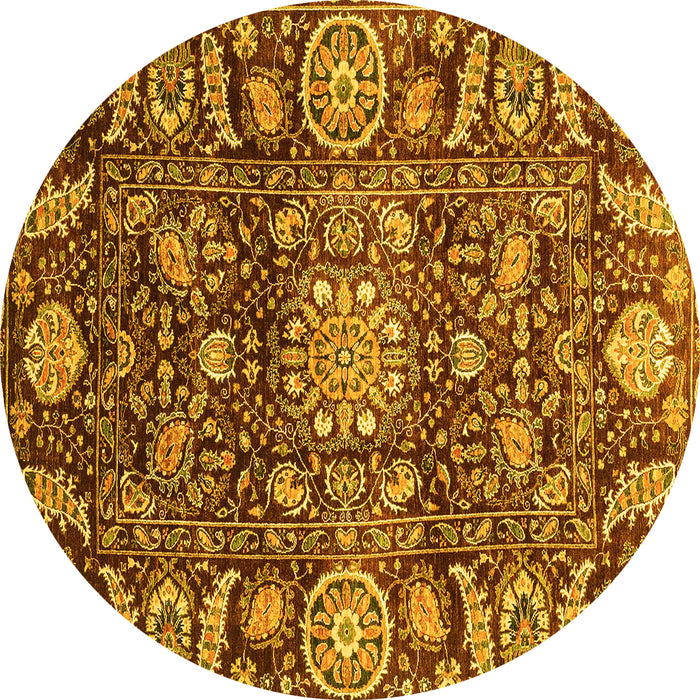 Round Oriental Yellow Traditional Rug, abs3094yw