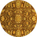 Round Oriental Yellow Traditional Rug, abs3094yw