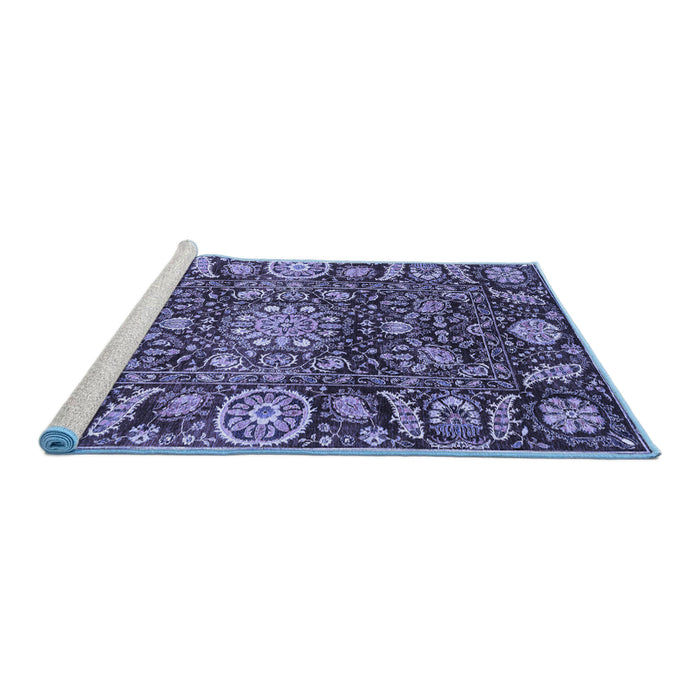Sideview of Machine Washable Oriental Blue Traditional Rug, wshabs3094blu