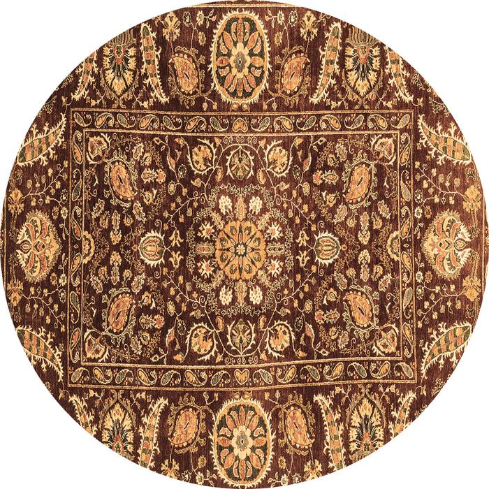 Round Oriental Brown Traditional Rug, abs3094brn