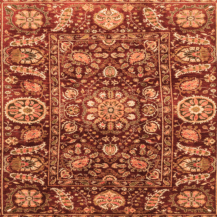 Square Machine Washable Oriental Orange Traditional Area Rugs, wshabs3094org