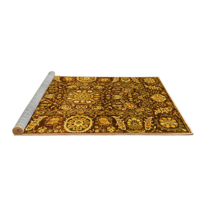 Sideview of Machine Washable Oriental Yellow Traditional Rug, wshabs3094yw