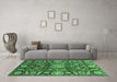 Machine Washable Oriental Emerald Green Traditional Area Rugs in a Living Room,, wshabs3094emgrn