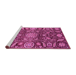 Sideview of Machine Washable Oriental Pink Traditional Rug, wshabs3094pnk