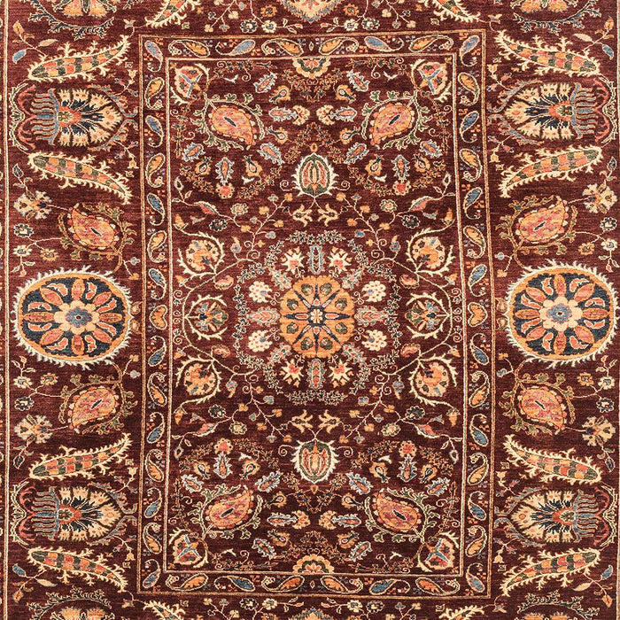 Machine Washable Abstract Saffron Red Rug, wshabs3094