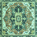 Square Abstract Turquoise Modern Rug, abs3095turq