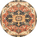 Round Machine Washable Abstract Dark Sienna Brown Rug, wshabs3095