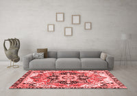 Machine Washable Abstract Red Modern Rug, wshabs3095red