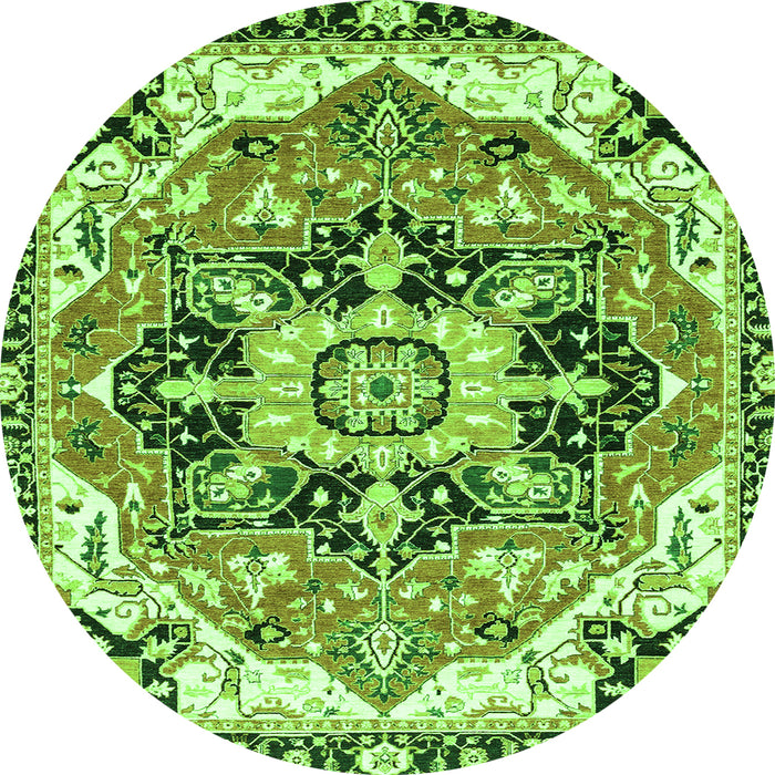 Round Machine Washable Abstract Green Modern Area Rugs, wshabs3095grn