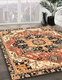 Abstract Dark Sienna Brown Modern Rug, abs3095