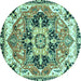 Round Abstract Turquoise Modern Rug, abs3095turq