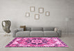 Machine Washable Abstract Pink Modern Rug in a Living Room, wshabs3095pnk