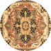 Round Abstract Brown Modern Rug, abs3095brn