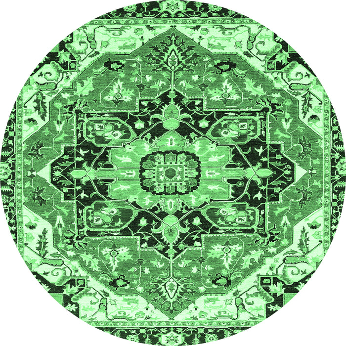 Round Abstract Emerald Green Modern Rug, abs3095emgrn
