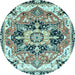 Round Abstract Light Blue Modern Rug, abs3095lblu