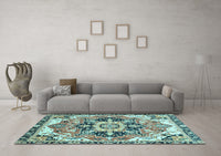 Machine Washable Abstract Light Blue Modern Rug, wshabs3095lblu