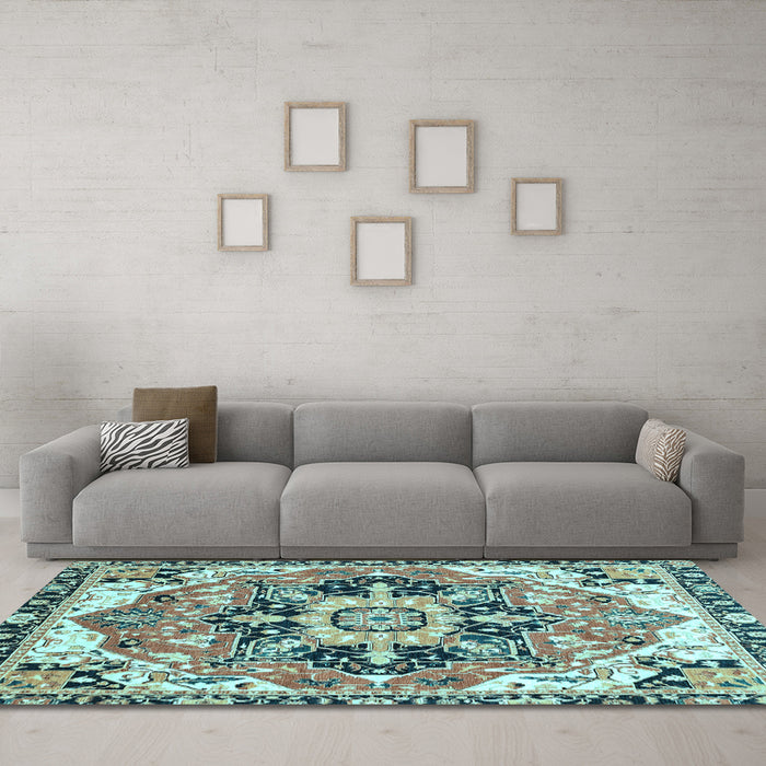 Machine Washable Abstract Light Blue Modern Rug in a Living Room, wshabs3095lblu