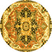 Round Abstract Yellow Modern Rug, abs3095yw