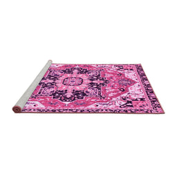 Sideview of Machine Washable Abstract Pink Modern Rug, wshabs3095pnk