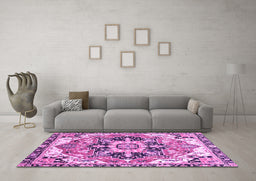Machine Washable Abstract Purple Modern Area Rugs in a Living Room, wshabs3095pur
