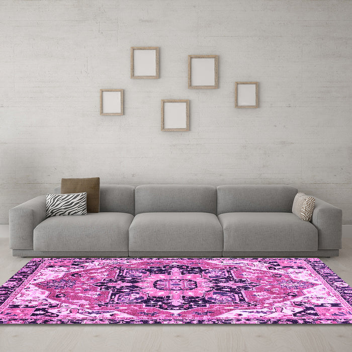 Machine Washable Abstract Purple Modern Area Rugs in a Living Room, wshabs3095pur