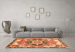 Machine Washable Abstract Orange Modern Area Rugs in a Living Room, wshabs3095org