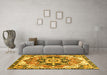 Machine Washable Abstract Yellow Modern Rug in a Living Room, wshabs3095yw