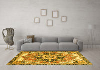 Machine Washable Abstract Yellow Modern Rug, wshabs3095yw