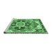 Sideview of Machine Washable Abstract Emerald Green Modern Area Rugs, wshabs3095emgrn