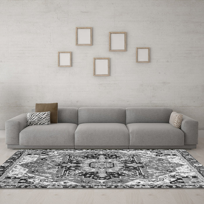 Machine Washable Abstract Gray Modern Rug in a Living Room,, wshabs3095gry