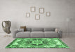 Machine Washable Abstract Emerald Green Modern Area Rugs in a Living Room,, wshabs3095emgrn