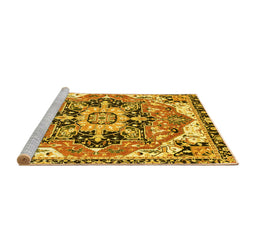 Sideview of Machine Washable Abstract Yellow Modern Rug, wshabs3095yw